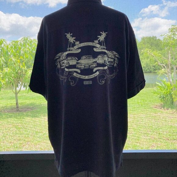 Cubavera Men's Short Sleeve Button black and white NWT size Large - Picture 2 of 6